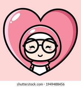 cute Muslim girl vector design