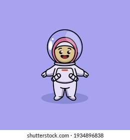 Cute Muslim kid in astronaut costume