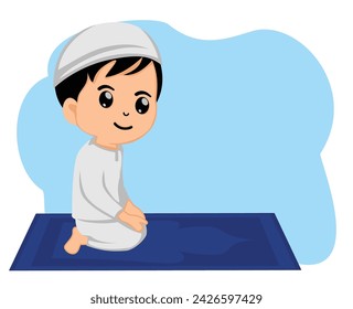 cute muslim kid doing shalat gesture