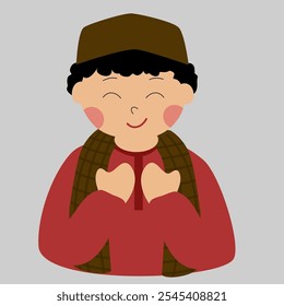 Cute muslim Kid vector illustration