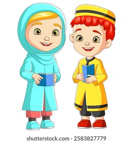 A cute muslim kids. Vector illustration