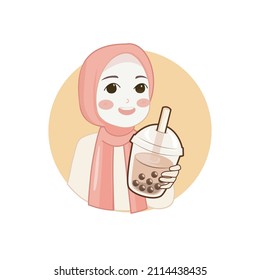 Cute muslim woman Milk tea