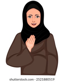 Cute Muslim Women Aadab Pose Vector Illustration