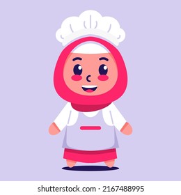Cute Muslimah Chef Logo Template