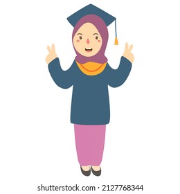 Cute muslimah student on graduation day