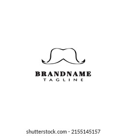cute mustache cartoon logo icon design template modern black vector illustration