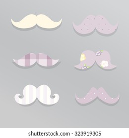 Cute mustaches. Vector.
