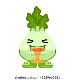 Cute Mustard Greens Mascot Illustration.