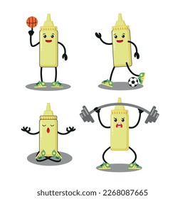 cute mustard various sport exercise activity vector illustration