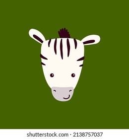 Cute muzzle zebra. Vector illustration. Animal isolated on white background