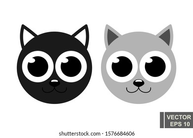 Cute muzzles kittens. Round. Funny. Children s. For your design.