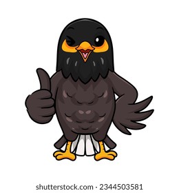 Cute myna bird cartoon giving thumb up