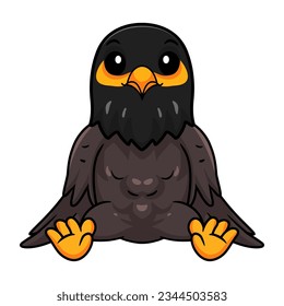 Cute myna bird cartoon sitting