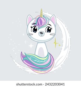 Cute mystery cat corn cartoon illustration.
