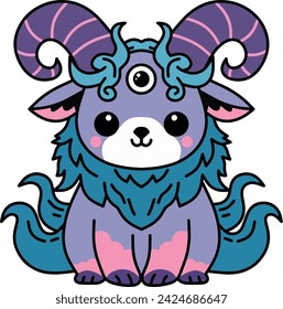 cute mystical monster cartoon illustration