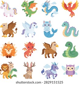 Cute mythical fantasy creatures