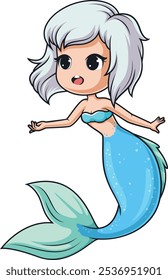 Cute mythical siren depicted as a mermaid vector illustration