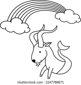 Cute mythical zodiac sign capricorn