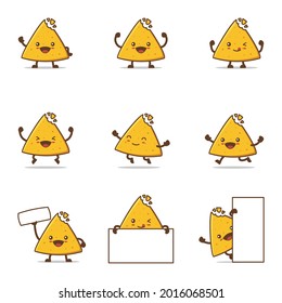 cute nachos cartoon. with happy facial expressions and different poses, isolated on a white background