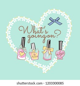 Cute Nail Polish drawing as vector for tee print.