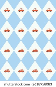 Cute naive cars seamless pattern design. Vector illustration.