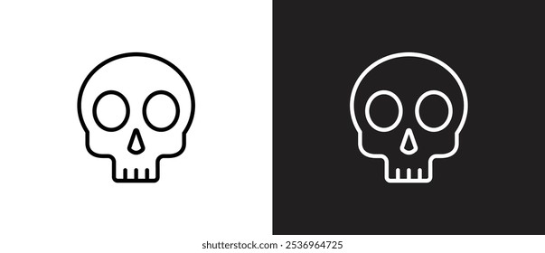 Cute naive skull symbol. Skull line icon. Dangerous crossbones and skull icon. headskull vector icon outline. Skull vector illustration in black and white background. Editable stroke.