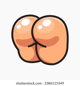 A cute naked butt. Isolated Vector Illustration