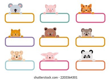 Cute Name Stickers School Label Frames Stock Vector (Royalty Free ...