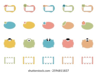Cute Nametag Illustration Element Set
