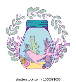 cute narval in mason jar with wreath flowers