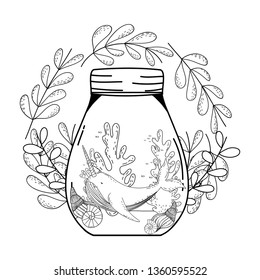 cute narval in mason jar with wreath flowers