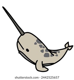 cute narwhal cartoon drawing transparent background vector illustration