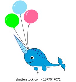 cute narwhal cartoon illustration nursery decor