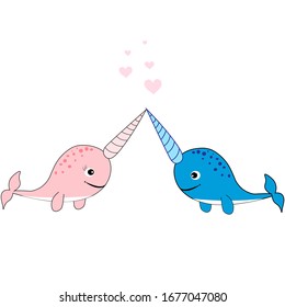 cute narwhal cartoon illustration nursery decor