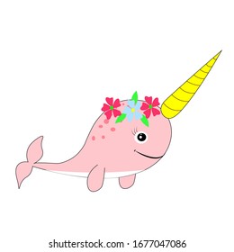 cute narwhal cartoon illustration nursery decor