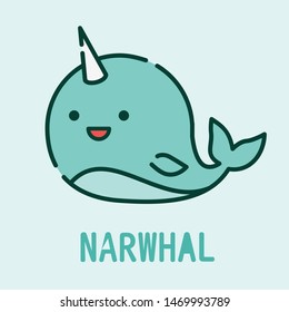 Cute Narwhal cartoon vector illustration