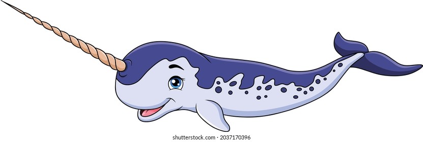 Cute Narwhal cartoon vector illustration