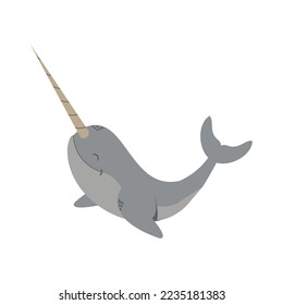 Cute narwhal  drawing icon sign