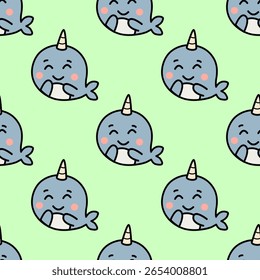 Cute Narwhal Emoji Set – Kawaii Cartoon Expressions Collection