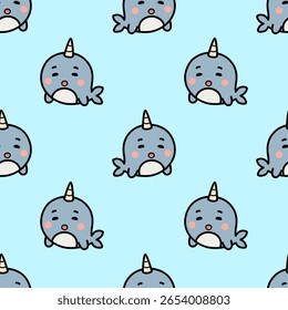 Cute Narwhal Emoji Set – Kawaii Cartoon Expressions Collection