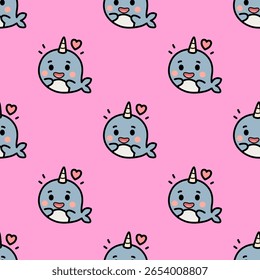 Cute Narwhal Emoji Set – Kawaii Cartoon Expressions Collection