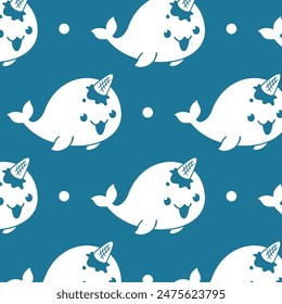 CUTE NARWHAL WITH AN ICE CREAM HORN PATTERN