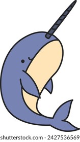 Cute narwhal icon. Cartoon narwhal vector icon