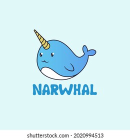 Cute Narwhal Logo Concept Design