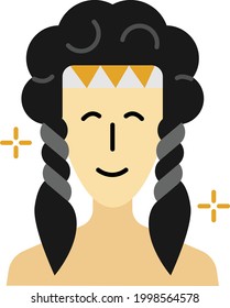 Cute Native American Indian Girl Face wearing head band Concept Vector color Icon Design, American culture and traditions Symbol, United States Social Sign, US Arts and literature Stock illustration