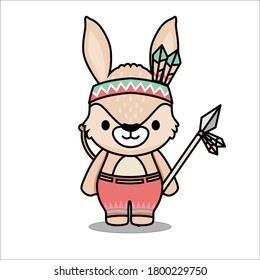 cute native american rabbit animals cartoon 