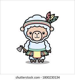 cute native american sheep animals cartoon 