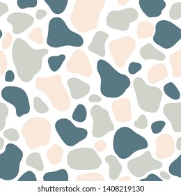 Cute natural texture of sea pebbles in a simple cartoon style. Vector seamless pattern perfect for packaging design, textile, wrapping paper, fabric, etc