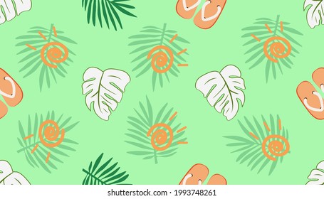 cute nature collection pattern seamless flat vector illustration