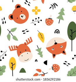 Cute nature icons seamless pattern print design. Vector illustration design for fashion fabrics, textile graphics, prints.